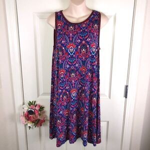 Loft floral mosaic swing dress size medium